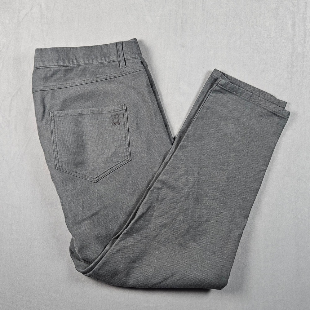 Psycho Bunny Hays Twill Pants Mens 38x30 Grey Cotton Rayon Stretch Trousers - Picture 1 of 14